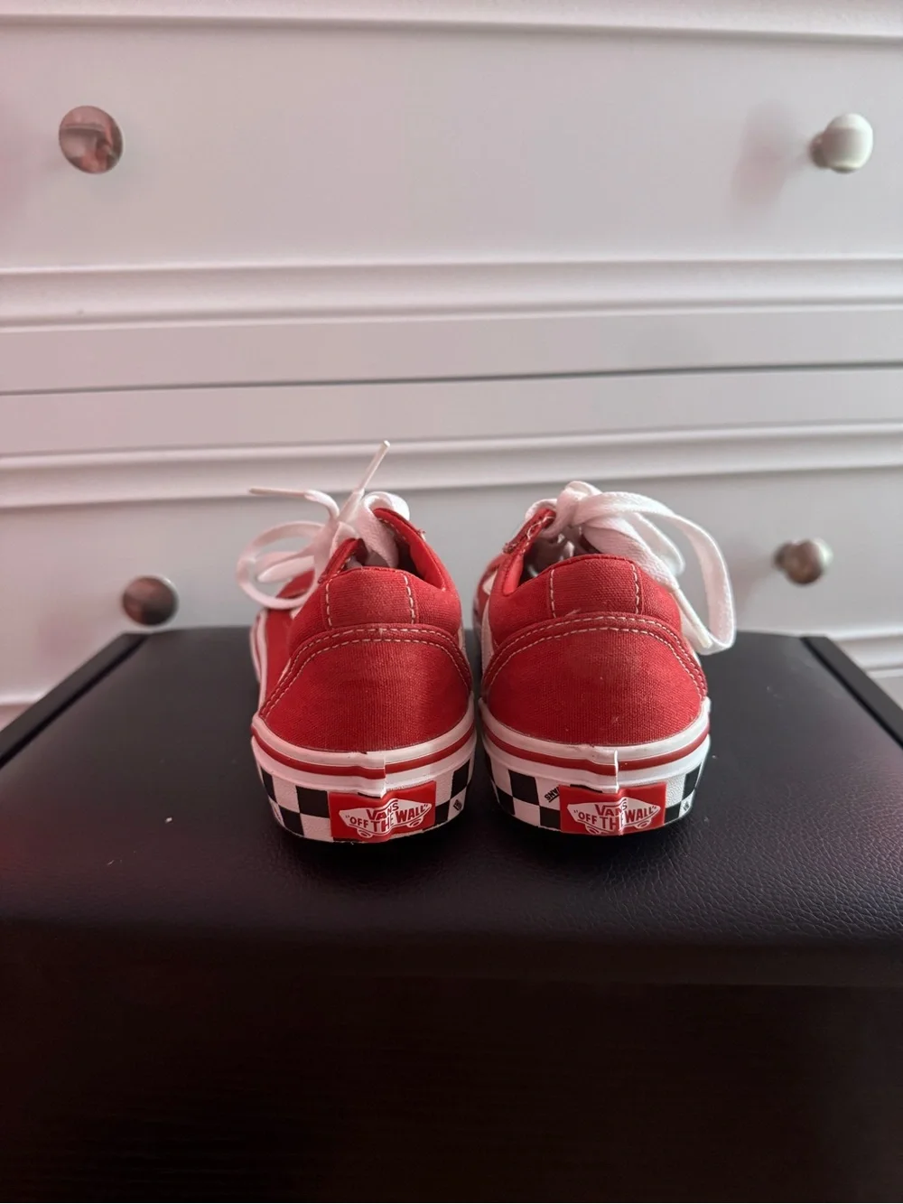Vans Kids Old Skool Canvas Sneakers in Red and White
